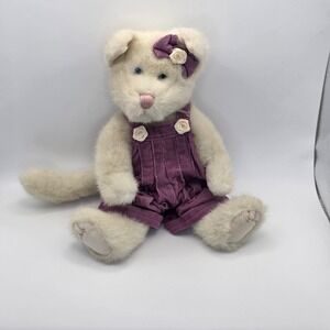 Boyds Bears Collection Purple Corduroy Overalls 12" Kitty Kattelina Purrsley